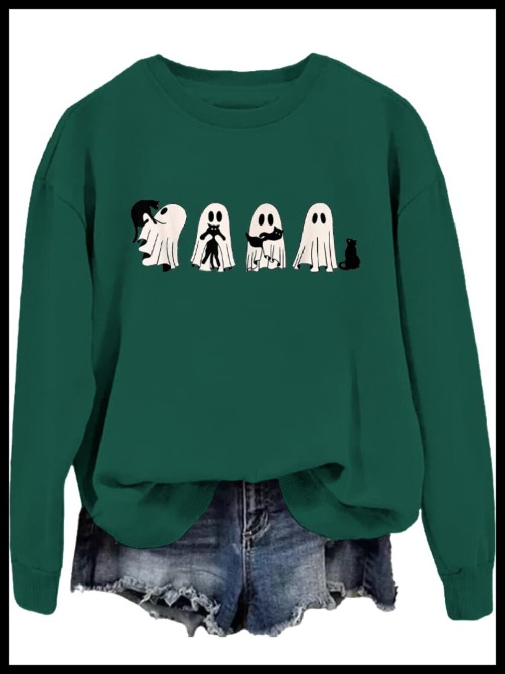 Women's Halloween Ghost Pumpkin Graphic Crewneck Sweatshirt Long Sleeve